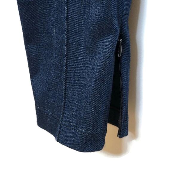 ST. JOHN High Rise Ankle Zipper Pull On Crop Ankle Blue Skinny Denim Jean Size 8 - Picture 6 of 12